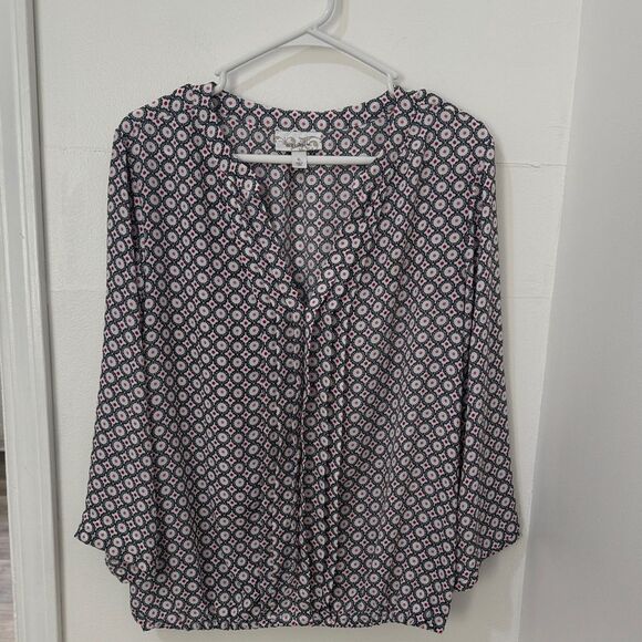 Dressbarn Black and Pink Geometric Blouse - Picture 1 of 7